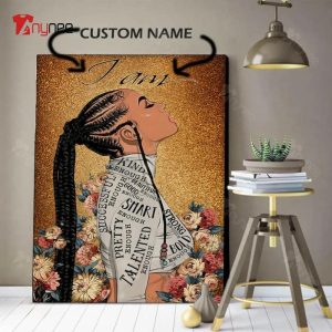 Personalized Afro Black Girl Smart Pretty Strong Wall Art Poster