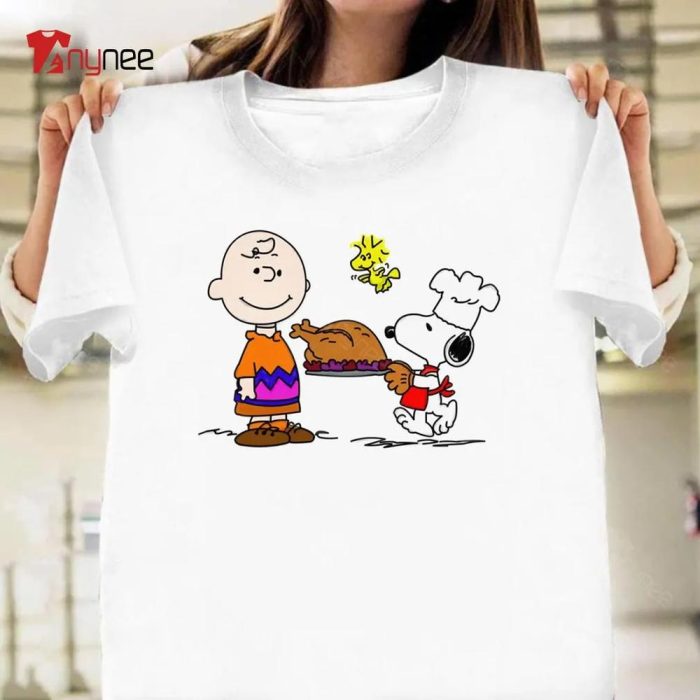 Thanksgiving Turkey With Snoopy Charlie Brown And Woodstock Peanuts Thanksgiving T Shirt
