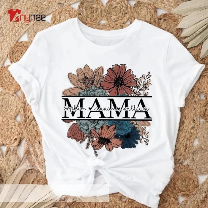 Vintage Custom Name Floral Mama T Shirt
