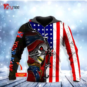 Custom Name Patriotism CSA US Flag Shh Skull Baseball Jersey For