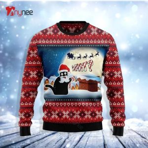 Black Cat Snowman Ugly Christmas Sweater - Anynee