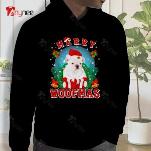 Bulldog Merry Woofmas Santa Hat Gift Christmas 2023 Hoodie