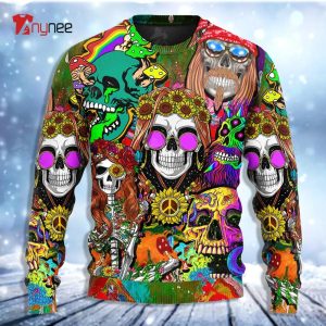 Santa Cutie Hippie Groovy Ugly Christmas Sweater - Anynee