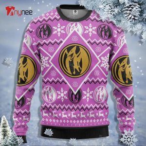 Mighty Morphin Power Ranger Pink Womens Ugly Sweater