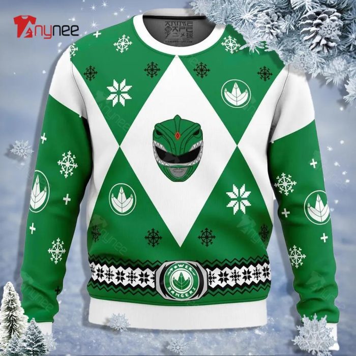 Mighty Morphin Power Rangers Green Christmas Ugly Sweater