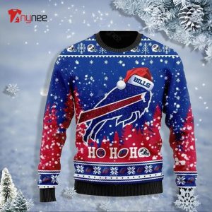 Personalized Buffalo B Ills Football Symbol Wearing Santa Claus Hat Ho Ho Ho Ugly Sweater