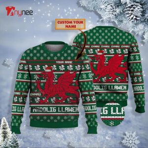 Personalized Cymru Nadolig Llawen Christmas Ugly Sweater Christmas
