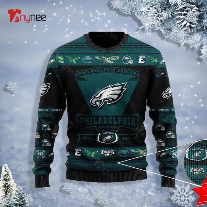 Personalized Eagles Football Team Logo Womens Ugly Sweater