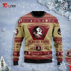Personalized Florida State Seminoles Football Team Logo Ugly Sweater Christmas