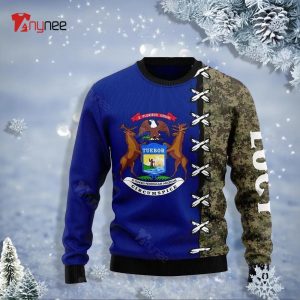 Personalized Michigan Camo Christmas Ugly Sweater