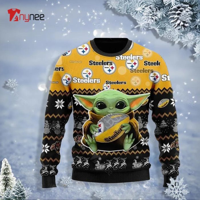 Pittsteelers Baby Yoda Ugly Sweater Christmas