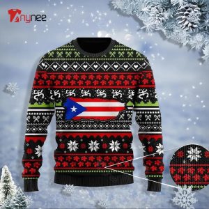 Puerto Rico Map Flag Coqui Taino Frog Noel Pattern For Boricua Puerto Ricans Ugly Sweater