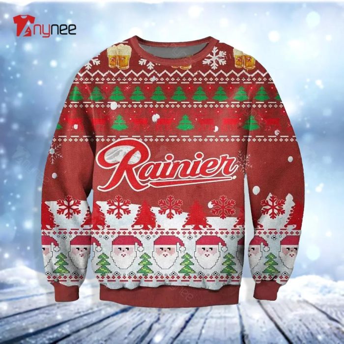 Rainier Beer Santa Red Womens Ugly Christmas Sweater