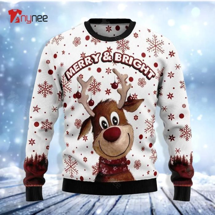 Reindeer Merry Bright Ugly Christmas Sweater