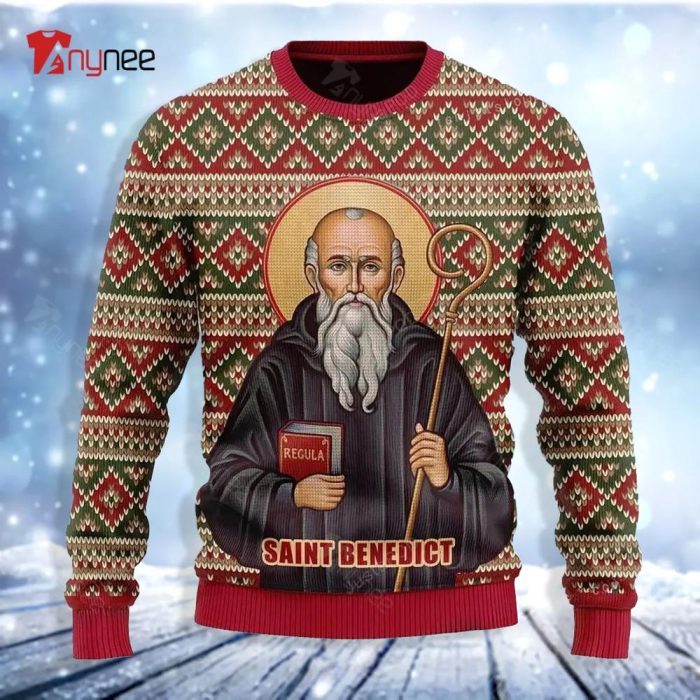 Saint Benedict Ugly Christmas Sweater