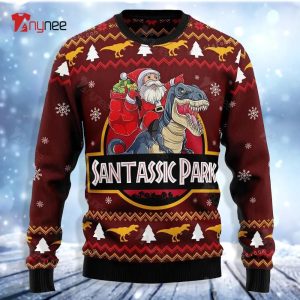 Santa And T-Rex Ugly Christmas Sweater