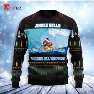 Santa Claus Surfing Ugly Christmas Sweater