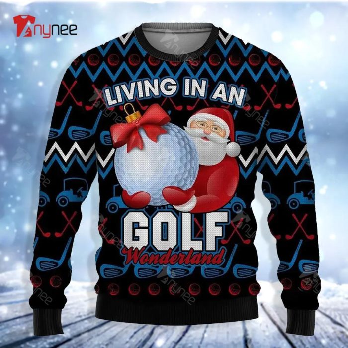 Santa Clause Golf Wonderland All Ugly Christmas Sweater