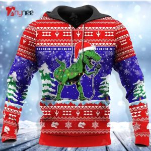 Santa Dinosaur Singing Womens Ugly Christmas Sweater