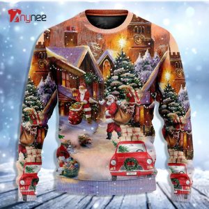 Santa Cutie Hippie Groovy Ugly Christmas Sweater - Anynee