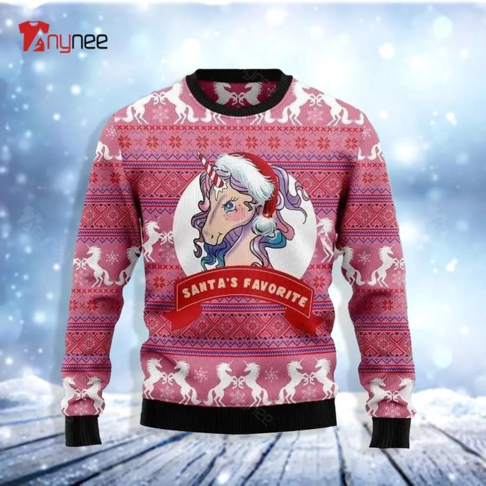 Santa Is Favorite Unicorn Ugly Christmas Sweater