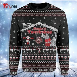 Santa Is Twerkshop Womens Ugly Christmas Sweater