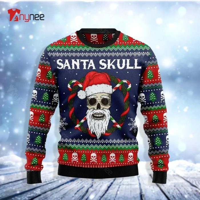 Santa Skull Hat Ugly Christmas Sweater