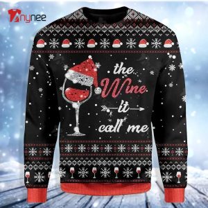 The Wine It Calls Me For Wine Lovers Ugly Christmas Sweater