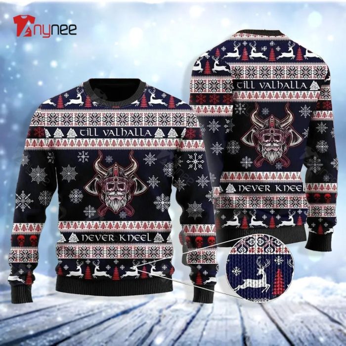 Till Valhalla Never Kneel Ugly Christmas Sweater
