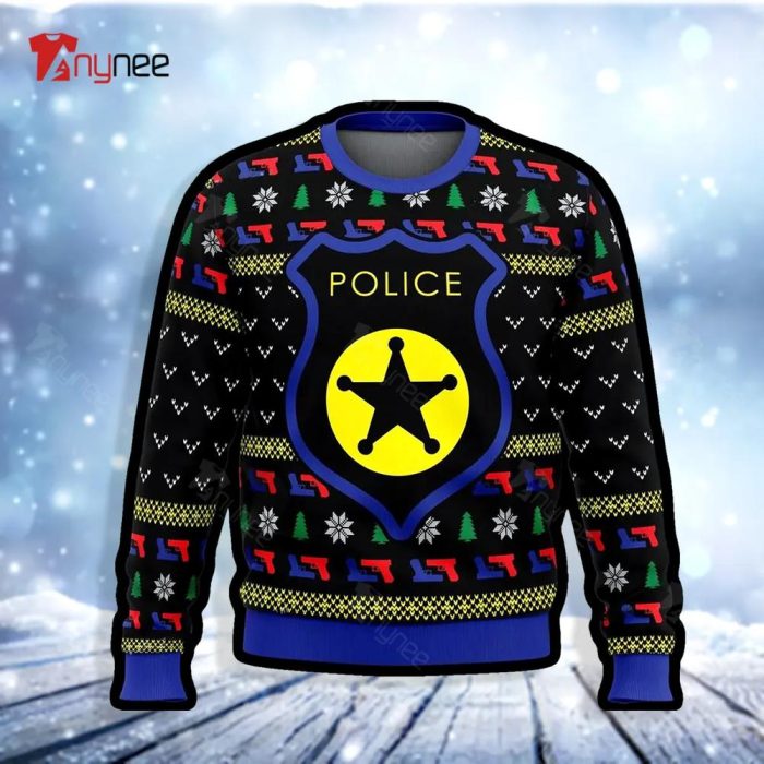 Us Police Badge Ugly Christmas Sweater