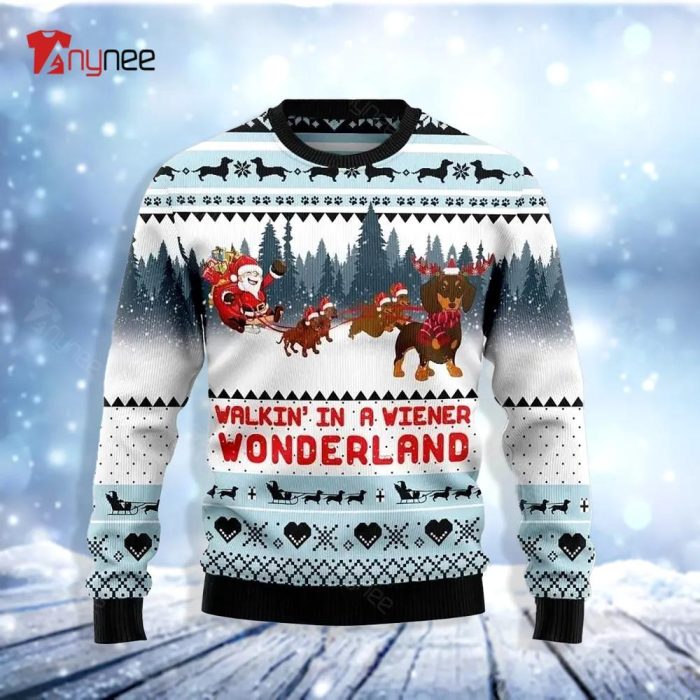 Walkin In A Weiner Wonderland Dachshund Lover Ugly Christmas Sweater