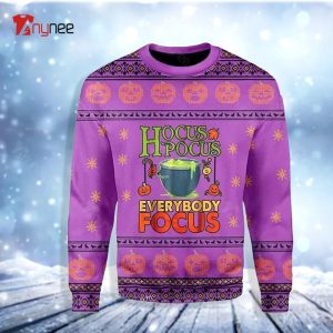Witches Hocus Pocus Everybody Focus Ugly Christmas Sweater