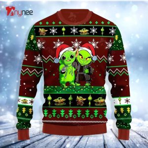 Yoda And Grinch Brown Green Ugly Christmas Sweater