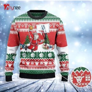 Neon Art Santa And Snowman Ugly Christmas Sweater - Anynee