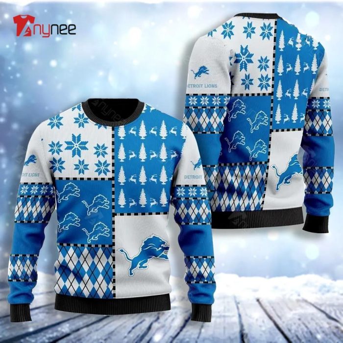 Detroit Lions Football Team Logo Ugly Christmas Sweater Custom Name  Christmas For Fans - Teeclover